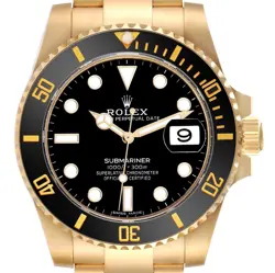 ROLEX SUBMARINER BLACK DIAL YELLOW GOLD MENS WATCH 116618 CARD