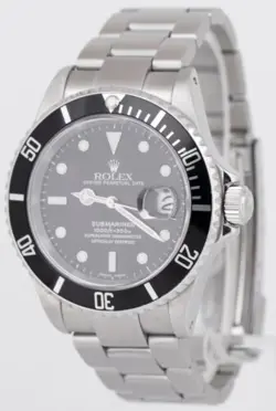 ROLEX SUBMARINER DATE BLACK STAINLESS STEEL AUTOMATIC OYSTER 40MM 16610 WATCH