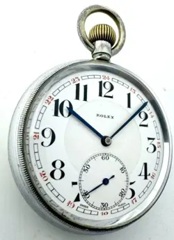 Rolex WW2 1940s Rare British Royal Navy Deck Pocket Watch Enamel Dial, Serviced