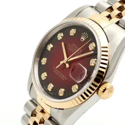 Rolex Vintage 16233 Combo 36 Men's Watch Burgundy After-Set 10-Point Diamond