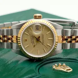 Rolex Vintage Lady Datejust 69173 Comb 26 Women's Watch Linen Dial 1989 Birth