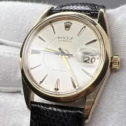 34MM ROLEX OYSTER PRECISION MANUAL WIND DATE WATCH GOLD & STEEL CASE