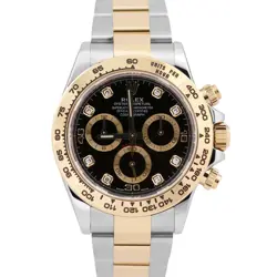 2023 ROLEX DAYTONA BLACK DIAMOND TWO-TONE 18K YELLOW GOLD STAINLESS STEEL 116503
