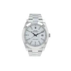 B&P ROLEX DATEJUST  126300 41MM WHITE LUMINOUS INDEX DIAL & SMOOTH BEZEL OYSTER