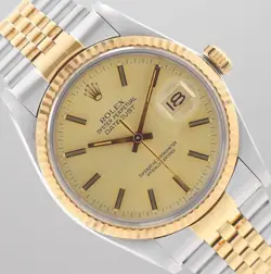 ROLEX MEN'S DATEJUST 36MM TWO TONE CHAMPAGNE DIAL FLUTED JUBILEE BAND 16103