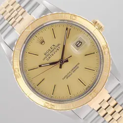 ROLEX DATEJUST 36MM TWO TONE CHAMPAGNE DIAL TURN-O-GRAPH BEZEL JUBILEE WATCH
