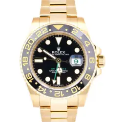MINT ROLEX GMT-MASTER II PAPERS CERAMIC BLACK 18K YELLOW GOLD 40MM 116718 LN B P