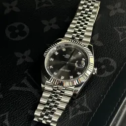 ♔Rolex♔ Datejust 41 Men's Watch 10P Diamond Grey Dail Oyster Authentic