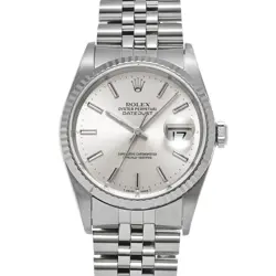 ROLEX 16234 DATEJUST SILVER MENS WRISTWATCH WITH BOX & PAPER