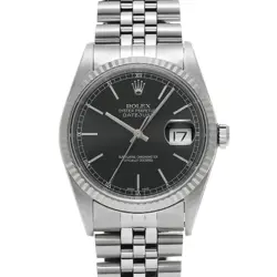 ROLEX 16234 DATEJUST BLACK MENS WRISTWATCH WITH BOX & PAPER