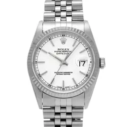 ROLEX 16234 DATEJUST WHITE MENS WRISTWATCH WITH BOX & PAPER