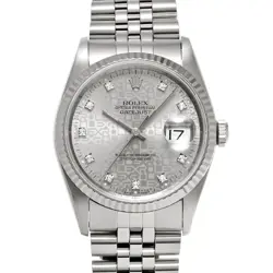 ROLEX 16234G DATEJUST SILVER COMPUTER/DIAMOND MENS WRISTWATCH WITH BOX & PAPER