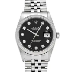 ROLEX 16234G DATEJUST BLACK/DIAMOND MENS WRISTWATCH WITH BOX & PAPER