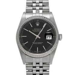 ROLEX 16234 DATEJUST 36 BLACK MENS WRISTWATCH WITH BOX & PAPER