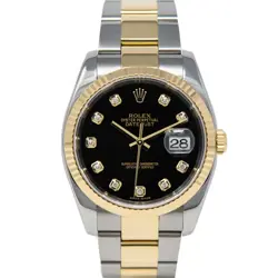 ROLEX DATEJUST 36 STEEL & YELLOW GOLD 116233 BLACK DIAMOND, OYSTER - PRE-OWNED