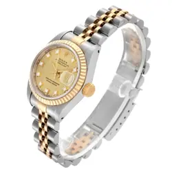 ROLEX DATEJUST STEEL YELLOW GOLD DIAMOND DIAL LADIES WATCH 69173