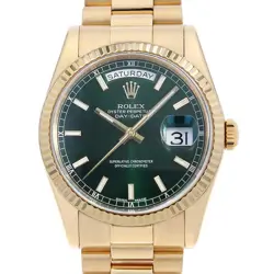 ROLEX DAY DATE 118238 GREEN BAR K NUMBER SECOND HAND MENS