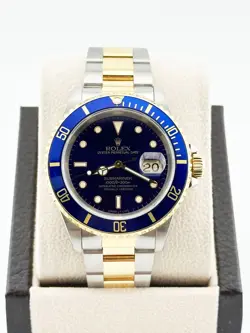 ROLEX SUBMARINER 16613 BLUE DIAL 18K YELLOW GOLD STAINLESS STEEL 40MM