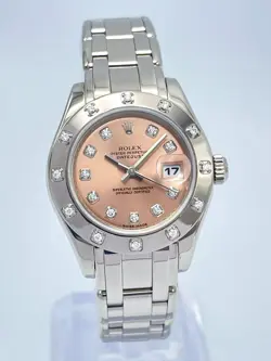 Rolex Pearlmaster 29mm 80319 Factory Pink Diamond Dial & Bezel 18ct White Gold