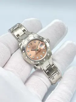 Rolex Pearlmaster 29mm 80319 Factory Pink Diamond Dial & Bezel 18ct White Gold