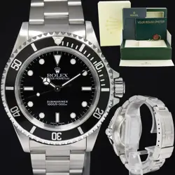 MINT 2000 ROLEX SUBMARINER NO-DATE 2 LINE DIAL 14060 STEEL BLACK 40MM WATCH BOX