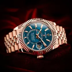 ROLEX SKY-DWELLER BLUE DIAL ROSE GOLD SUNBURST 42MM JUBILEE FLUTED SKY - 336935