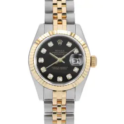 ROLEX DATEJUST 10P DIAMOND 179173G BLACK M NUMBER SECOND HAND WOMEN