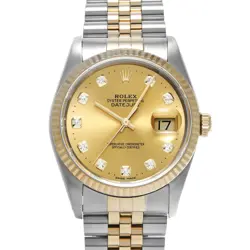 ROLEX 2/25  DATEJUST 16233G X NUMBER 1991 MANUFACTURED CHAMPAGNE/DIAMOND WATCH R