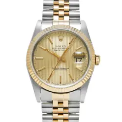 ROLEX 2/25  DATEJUST 16233 R NUMBER MANUFACTURED AROUND 1987 CHAMPAGNE TAPESTRY 