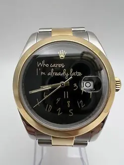 Rolex Datejust 41 126303 18K Custom Who Cares I'm Already Late Black Dial Watch