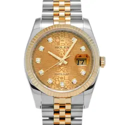 ROLEX 2/25  DATEJUST 116233G RANDOM SERIAL CHAMPAGNE COMPUTER/DIAMOND WATCH R45_