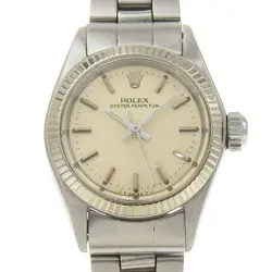 ROLEX Oyster Perpetual WG Bezel 6619 Watch SS WG Automatic Women Silver Dial