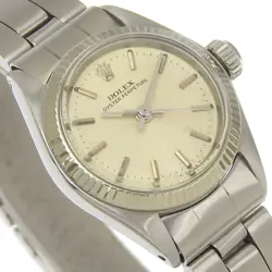 ROLEX Oyster Perpetual WG Bezel 6619 Watch SS WG Automatic Women Silver Dial