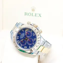 ROLEX 40MM 18K HALF YELLOW GOLD BLUE ARABIC COSMOGRAPH DAYTONA REF: 116523 (AN)