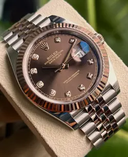 ROLEX DATEJUST 41MM 126331 ROSE GOLD FLUTED BEZEL CHOCOLATE DIAMOND DIAL 2023