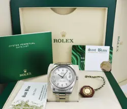 ROLEX 18KT WHITE GOLD & SS DATEJUST II 41MM SILVER DIAMOND 116334 SANT BLANC