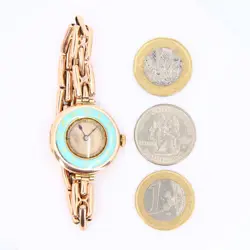 Antique 9ct Gold Rolex Blue Enamel Swiss Made Ladies Wristwatch Mechanical