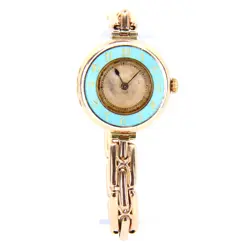Antique 9ct Gold Rolex Blue Enamel Swiss Made Ladies Wristwatch Mechanical
