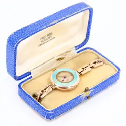 Antique 9ct Gold Rolex Blue Enamel Swiss Made Ladies Wristwatch Mechanical