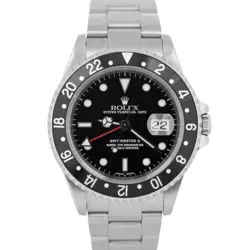 ROLEX GMT-MASTER II 40MM BLACK STAINLESS STEEL OYSTER DATE AUTOMATIC WATCH 16710
