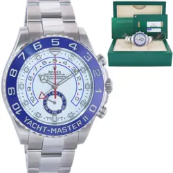 2018 MINT PAPERS ROLEX YACHT-MASTER II 2 NEW MERC HANDS STEEL BLUE 116680 WATCH