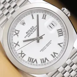 2023 ROLEX DATEJUST 41MM 126300 WHITE ROMAN STEEL JUBILEE WATCH W/ CARD