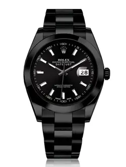 ROLEX 41MM DATEJUST  BLACK PVD/DLC COATED OYSTER BAND BLACK DIAL WATCH