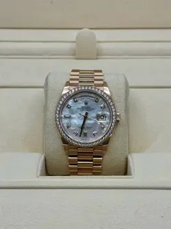 Rolex DayDate 2021 Rose Complete 36mm MOP Diamond Dial Presidential 128345RBR