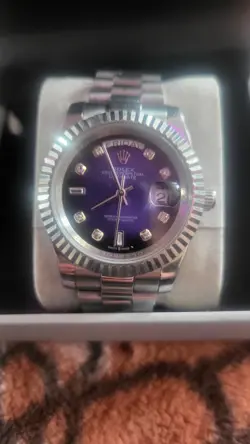 Rolex Day-date President Oyster Perptual Diamon Dial Blue Mens Watch