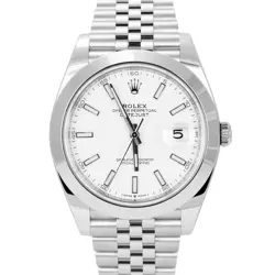 2023 NEW PAPERS ROLEX DATEJUST 41 WHITE STAINLESS STEEL JUBILEE WATCH 126300 BOX