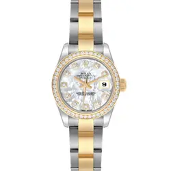 ROLEX DATEJUST STEEL YELLOW GOLD MOP DIAMOND LADIES WATCH 179383 BOX CARD