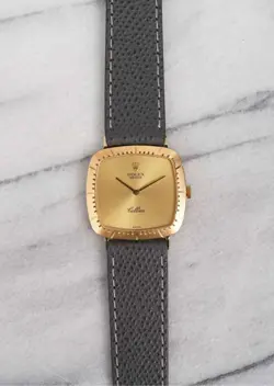 VINTAGE ROLEX CELLINI TANK 4084 70S MANUAL WIND 18K YELLOW GOLD CHAMPAGNE DIAL