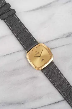 Vintage Rolex Cellini Tank 4084 70s Manual Wind 18K Yellow Gold Champagne Dial