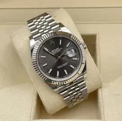 •Rolex• Datejust 41mm Men's Watch 10P Diamond Grey Dail Oyster Authentic